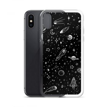 Space Black White iPhone Clear Case