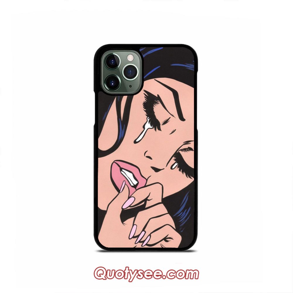 Black Hair Crying Comic Girl iPhone Case 11 11 Pro 11 Pro Max XS Max XR X 8 8 Plus 7 7 Plus 6 6S