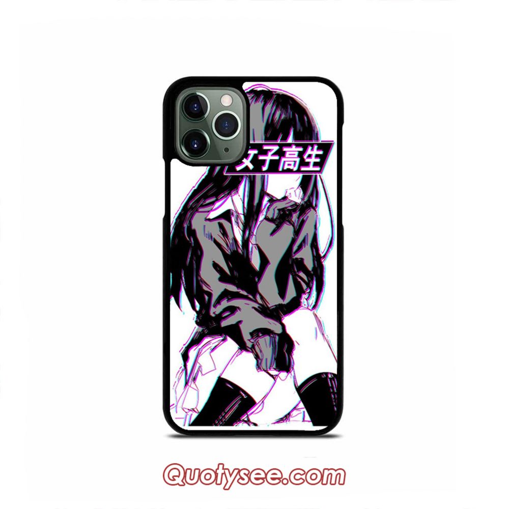 Schoolgirl Glitch Sad Japanese Anime Aesthetic Iphone Case 11 11 Pro 11 Pro Max Xs Max Xr X 8 8 Plus 7 7 Plus 6 6s Quotysee Com