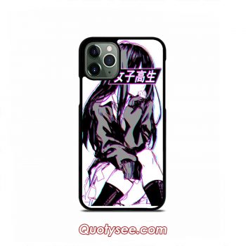 SCHOOLGIRL Glitch Sad Japanese Anime Aesthetic iPhone Case 11 11 Pro 11 Pro Max XS Max XR X 8 8 Plus 7 7 Plus 6 6S