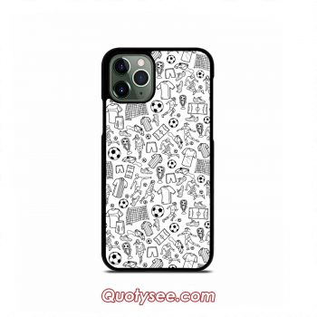 black and white soccer doodle iPhone Case 11 11 Pro 11 Pro Max XS Max XR X 8 8 Plus 7 7 Plus 6 6S