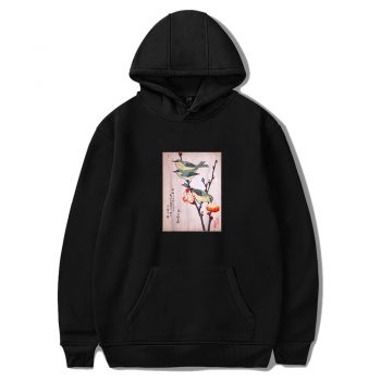 Japanese Art Birds on Peach Tree Blossom Japanese Woodblock Unisex Hoodie