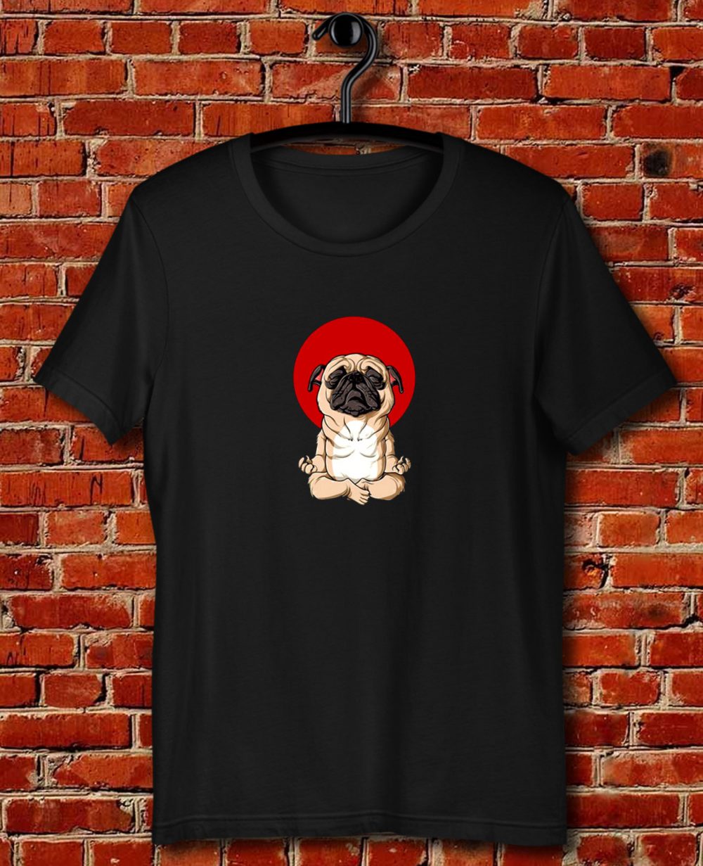 Meditation Pug Blood Moon Yoga Puppy Pet Dog Quote Unisex T Shirt