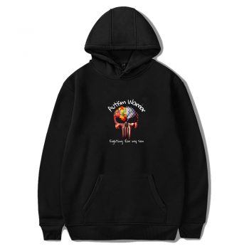 Skull Autism Warrior Fighting For My Son Unisex Hoodie