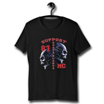 01 Support81 Hells Angels Tribal Scull Black Biker Unisex T Shirt