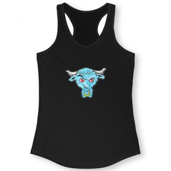 The Rock Blue Brahma Bull Logo Quote Women Racerback
