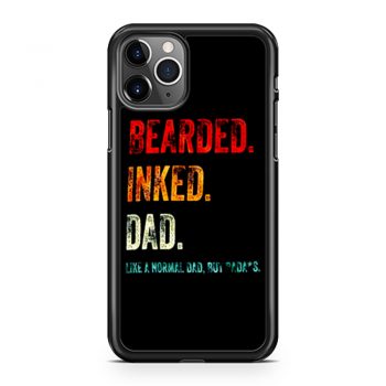 Bearded Inked Dad Like Normal Dad But Badass Vintage Tattoo Dad iPhone 11 Case iPhone 11 Pro Case iPhone 11 Pro Max Case