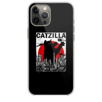 Catzilla Japanese Vintage Sunset Style Cat Kitten Lover iPhone 12 Case iPhone 12 Pro Case iPhone 12 Mini iPhone 12 Pro Max Case