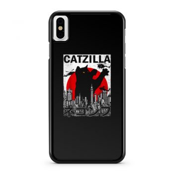 Catzilla Japanese Vintage Sunset Style Cat Kitten Lover iPhone X Case iPhone XS Case iPhone XR Case iPhone XS Max Case
