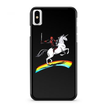 Deadpool Riding a Unicorn on a Rainbow iPhone X Case iPhone XS Case iPhone XR Case iPhone XS Max Case