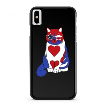 Funny Cat 4th of July American Flag iPhone X Case iPhone XS Case iPhone XR Case iPhone XS Max Case
