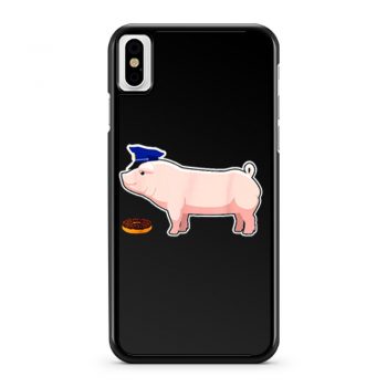 Funny Police Officer Pig Cop and Doughnut iPhone X Case iPhone XS Case iPhone XR Case iPhone XS Max Case