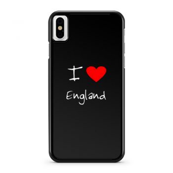 I Love Heart England iPhone X Case iPhone XS Case iPhone XR Case iPhone XS Max Case