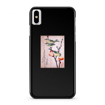 Japanese Art Birds on Peach Tree Blossom Japanese Woodblock iPhone X Case iPhone XS Case iPhone XR Case iPhone XS Max Case