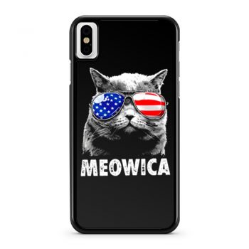 Meowica Cat with Eye Glass America iPhone X Case iPhone XS Case iPhone XR Case iPhone XS Max Case