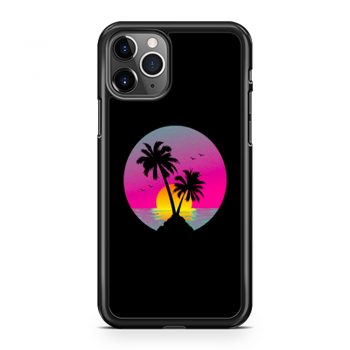 Retro 80s Neon Summer Beach Sunset iPhone 11 Case iPhone 11 Pro Case iPhone 11 Pro Max Case