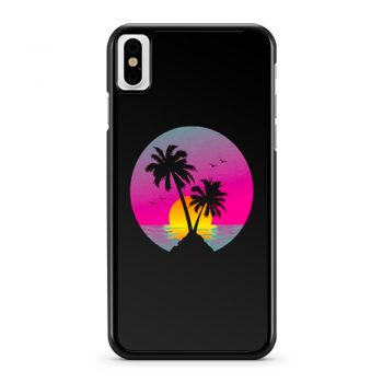 Retro 80s Neon Summer Beach Sunset iPhone X Case iPhone XS Case iPhone XR Case iPhone XS Max Case