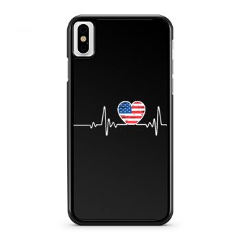 USA Flag Heart 4th Of July iPhone X Case iPhone XS Case iPhone XR Case iPhone XS Max Case