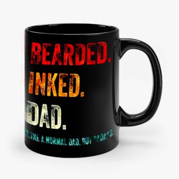 Bearded Inked Dad Like Normal Dad But Badass Vintage Tattoo Dad Mug