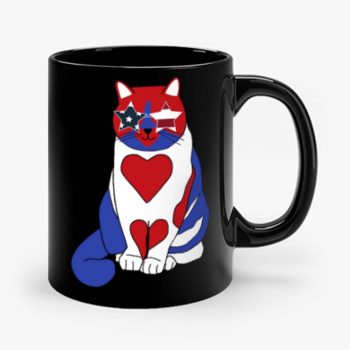 Funny Cat 4th of July American Flag Mug