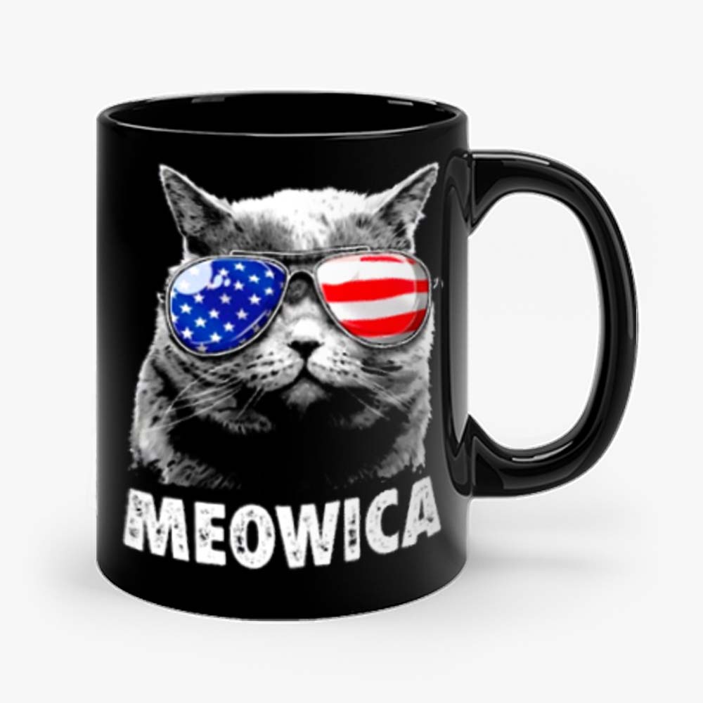 Meowica Cat with Eye Glass America Mug