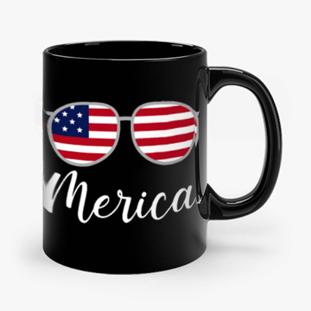 Merica Sunglasses USA Flag Mug