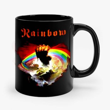 Rainbow Rising Hand Album Clouds Rock Roll Music Heavy Metal Mug