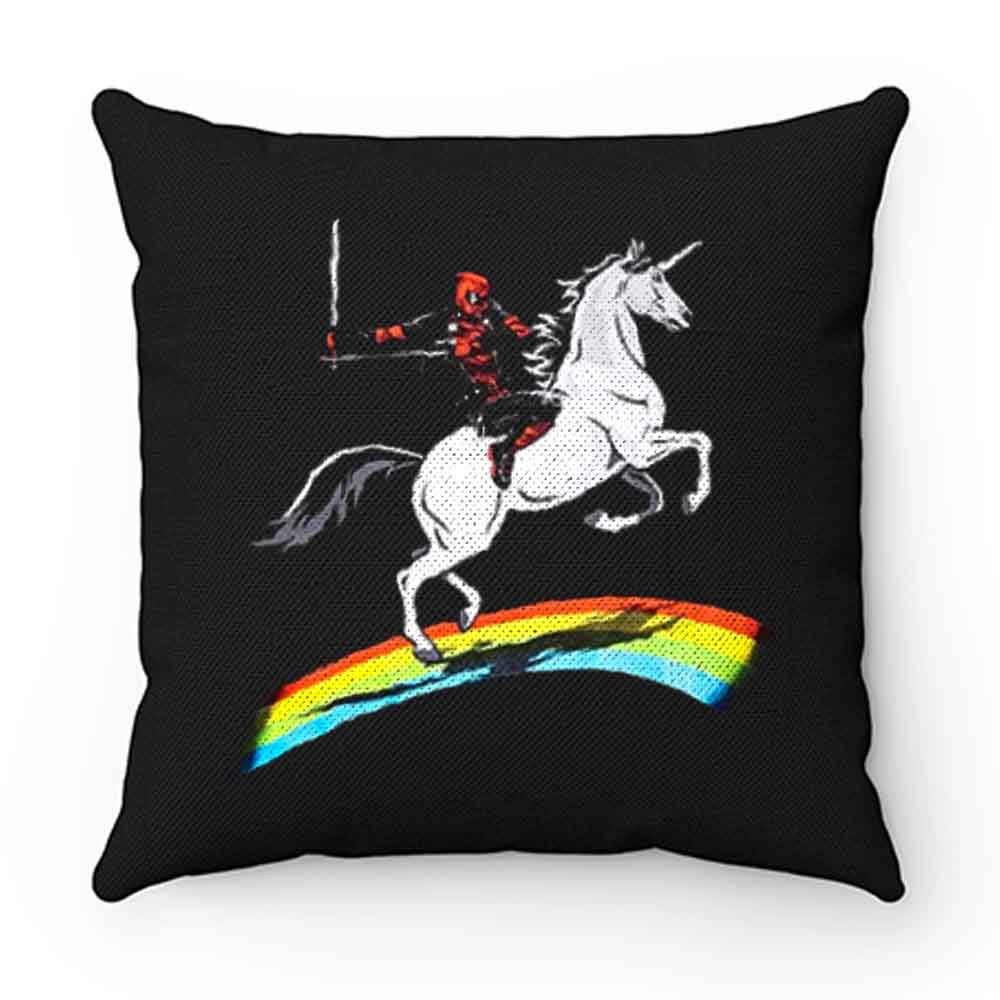 Deadpool Riding a Unicorn on a Rainbow Pillow Case Cover