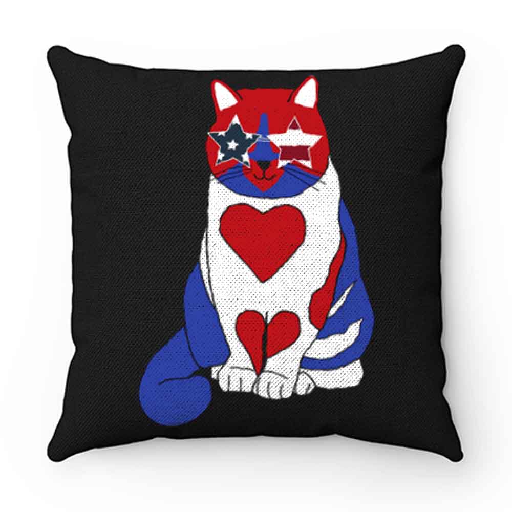 Funny Cat 4th of July American Flag Pillow Case Cover