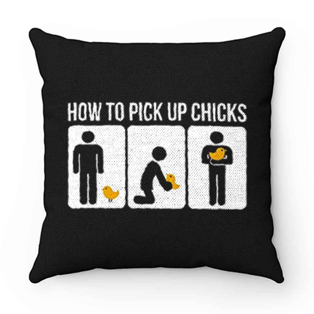 How to Pick Up Chicks Funny Sarcastic Joke Pillow Case Cover