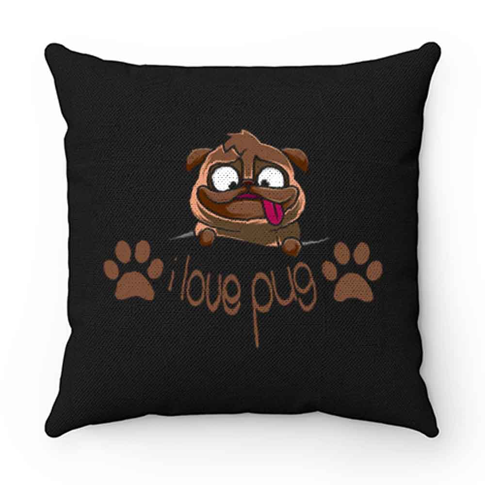 I Love Pug Dogie Lover Pillow Case Cover