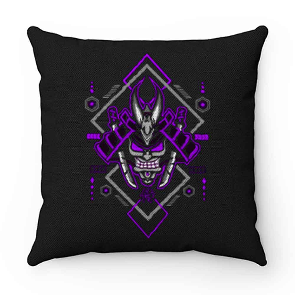Samurai with Geometric Elements Pillow Case Cover